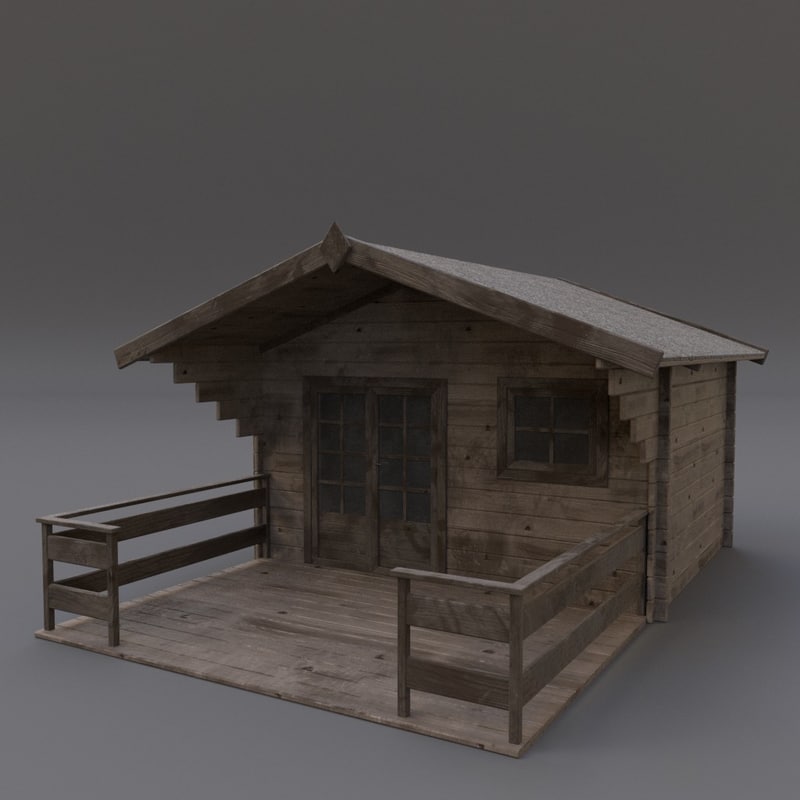 3d model wooden shed