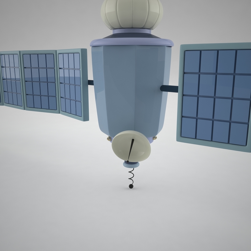 3d model of stylized cartoon satellite