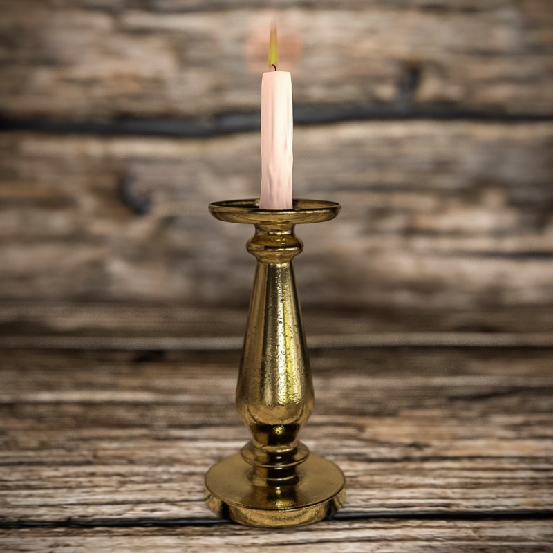 3d candle holder lit model