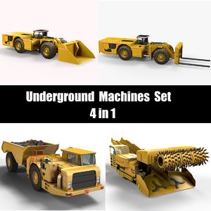 3d model underground machines set