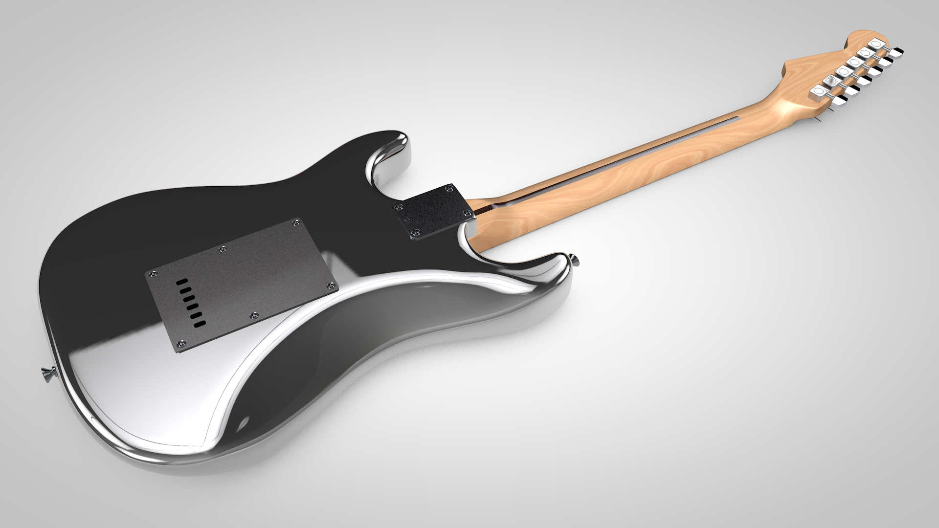 realistic chrome fender stratocaster 3d model