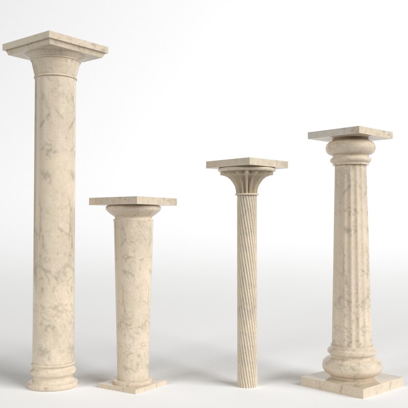 columns simple capital fluted 3d model