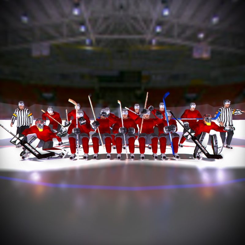 ice hockey team red 3d model