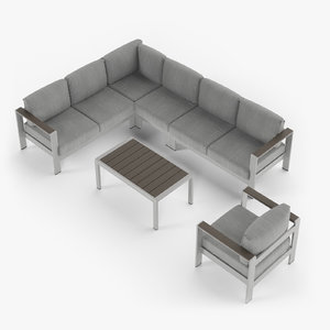 aluminium outdor set armchair 3d model