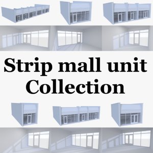 strip mall store units 3d model