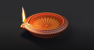 3d decorative indian diwali lamp model