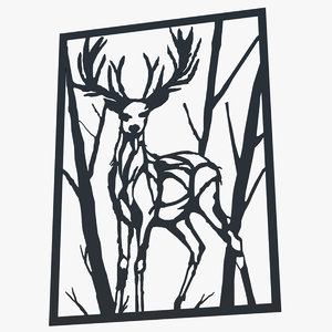 metal wall art deer obj