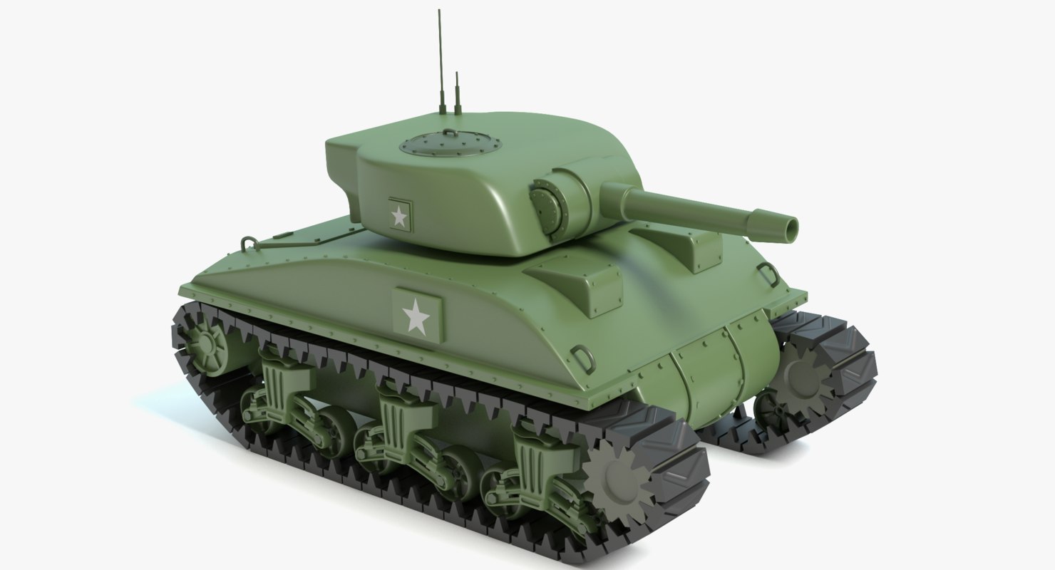 cartoon sherman tank 3d max