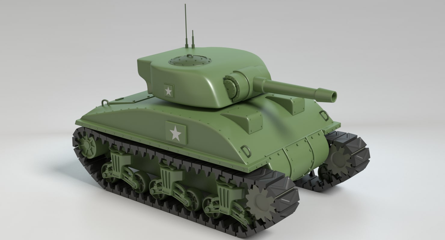 cartoon sherman tank 3d max