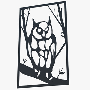 3d model metal wall art owl