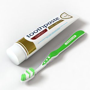 toothbrush toothpaste 3d c4d