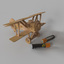 3d wood biplane