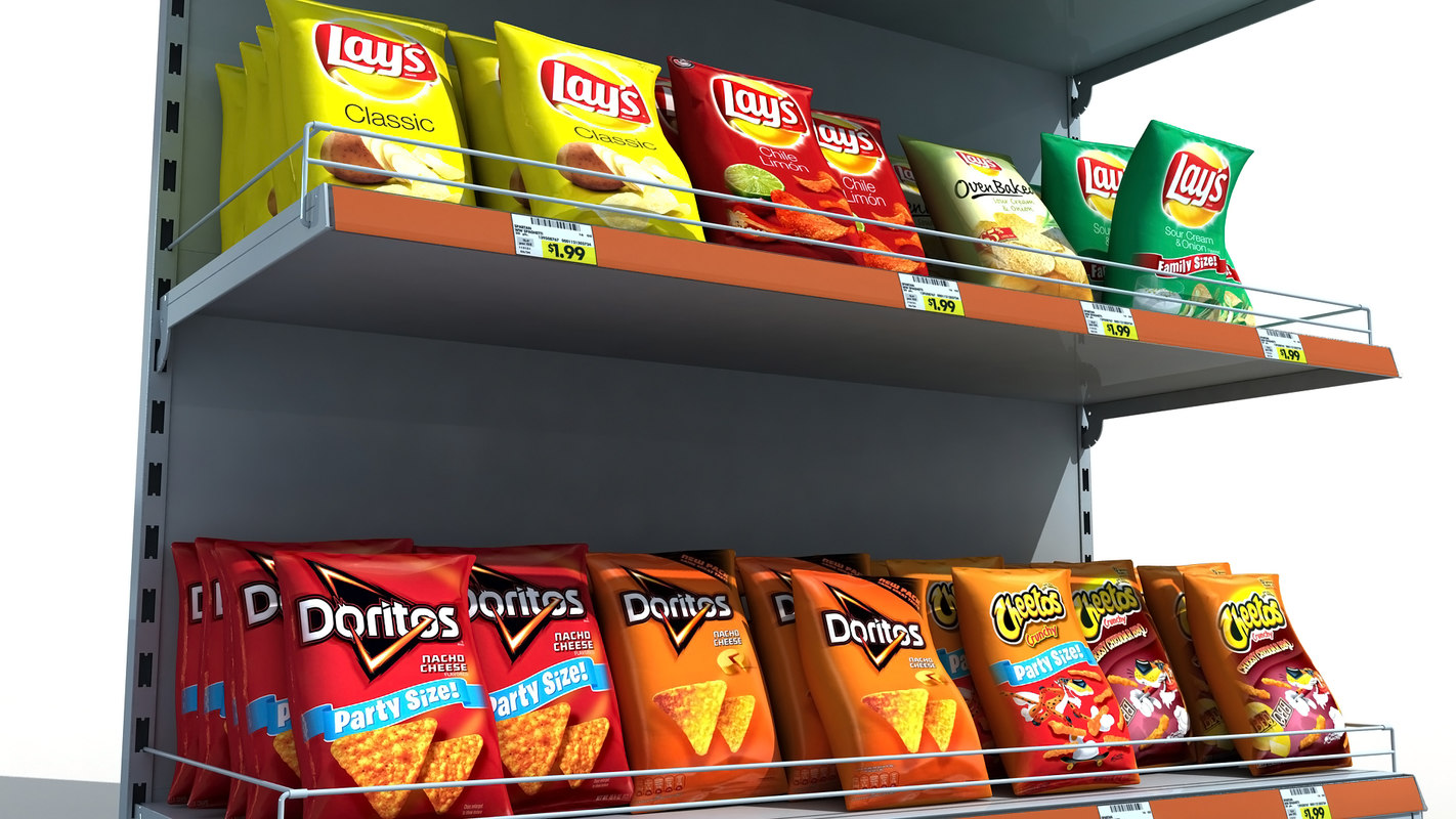 supermarket shelves chips 3d max