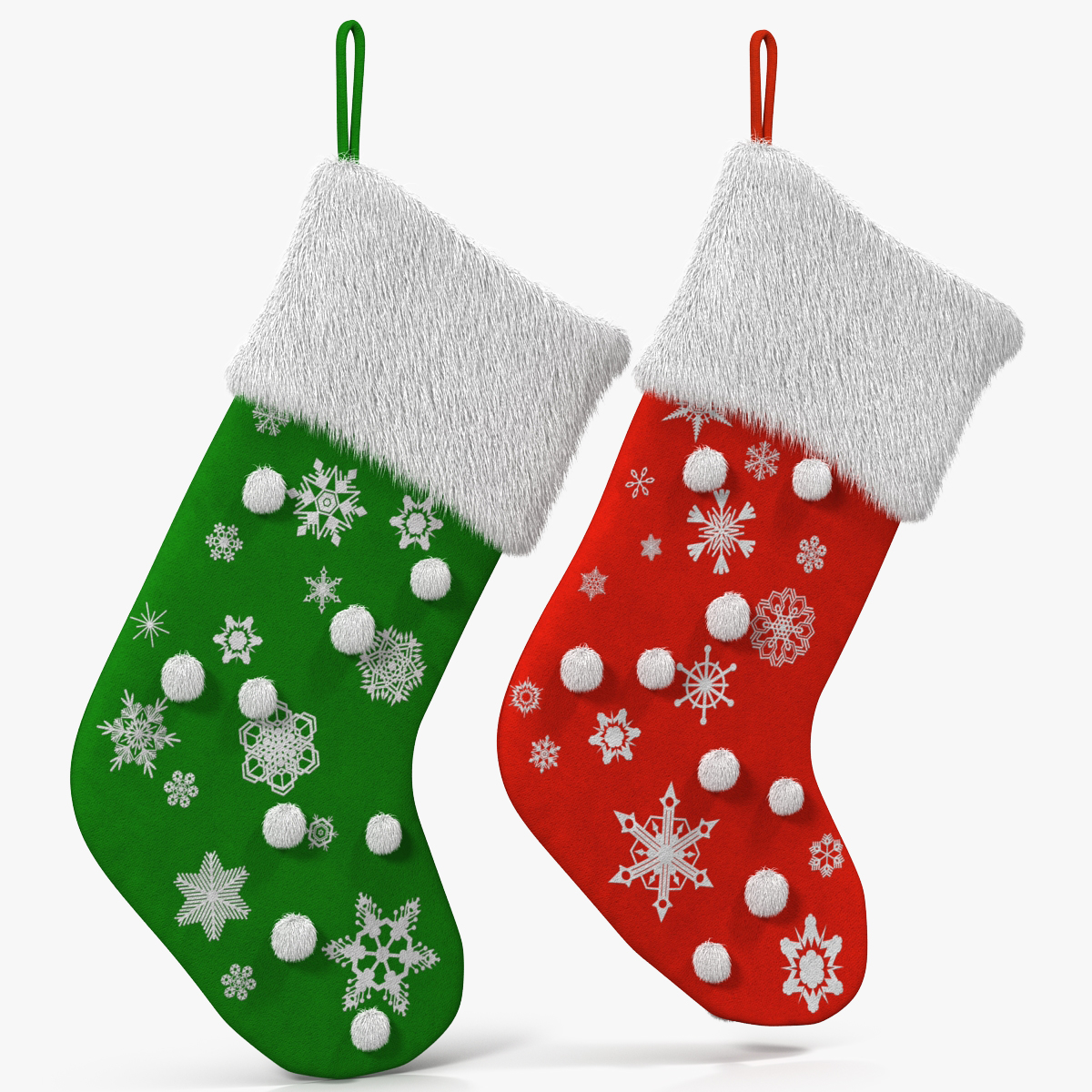 圣诞节袜子2与毛皮3d模型