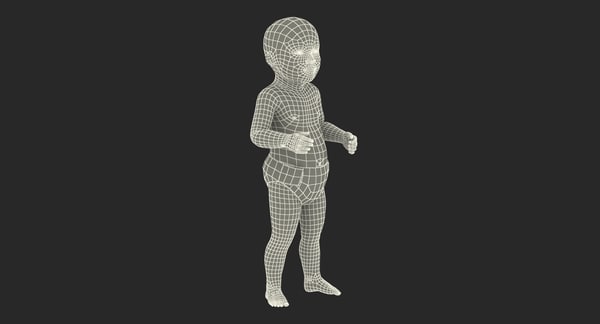 3d asian baby boy standing model