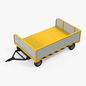 3d airport luggage trolley rigged model