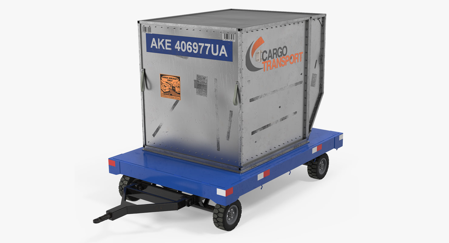 3d airport baggage trailer container model