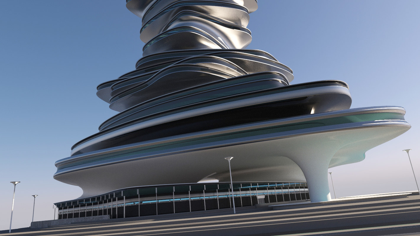 3d futuristic office building