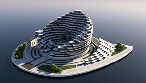 3d futuristic office building 2 model