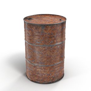 3d model steel oil barrel rusty