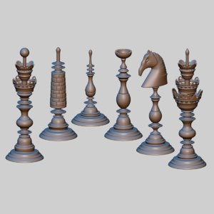 3d chess carved