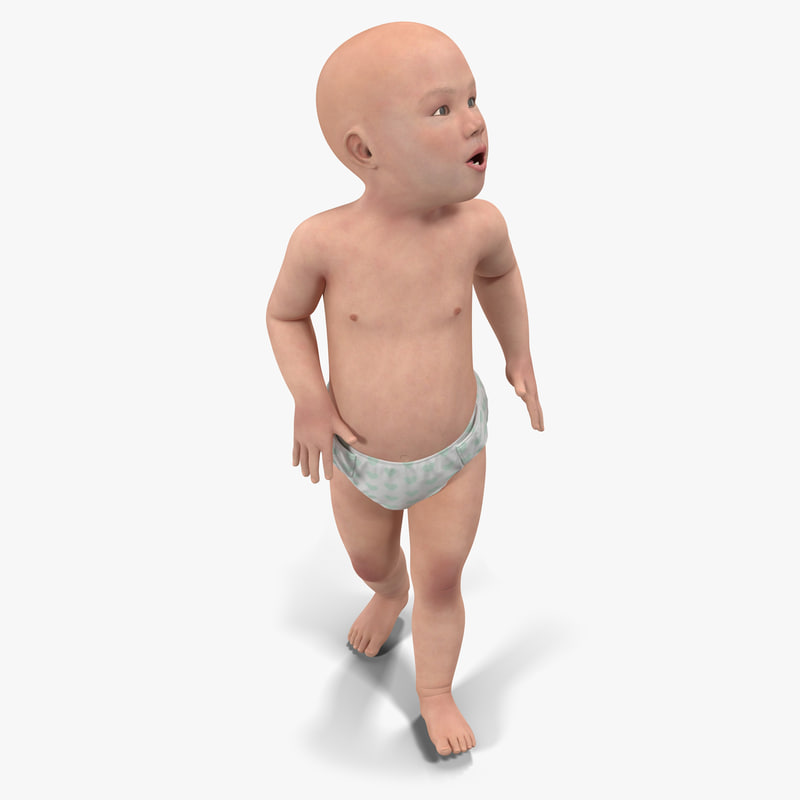 3d asian baby rigged model