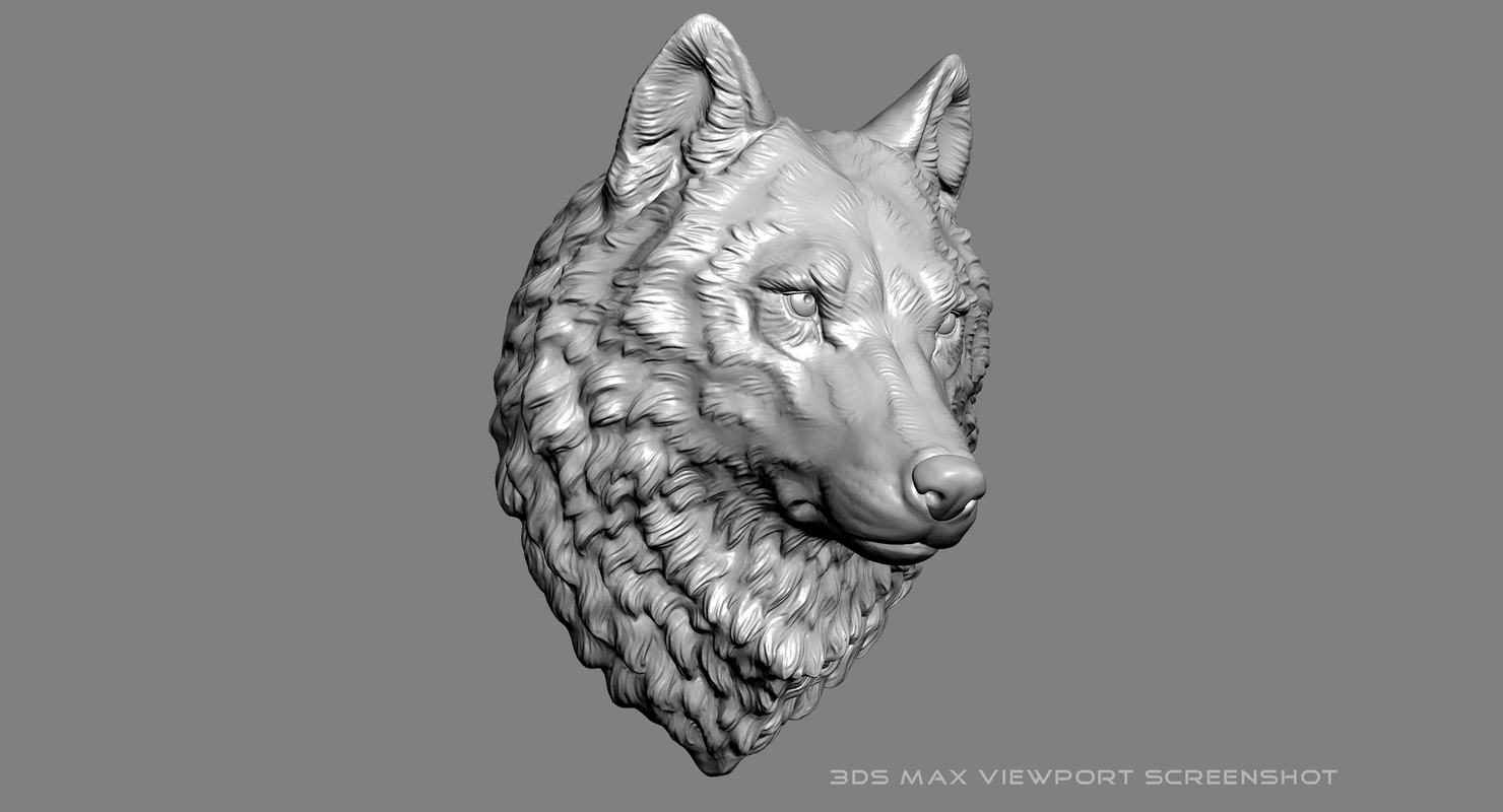 max wolf head sculpture