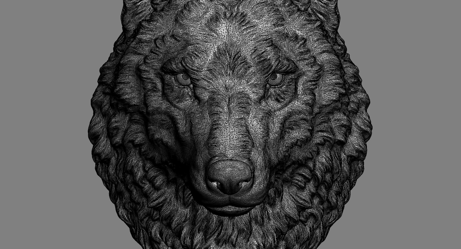 max wolf head sculpture