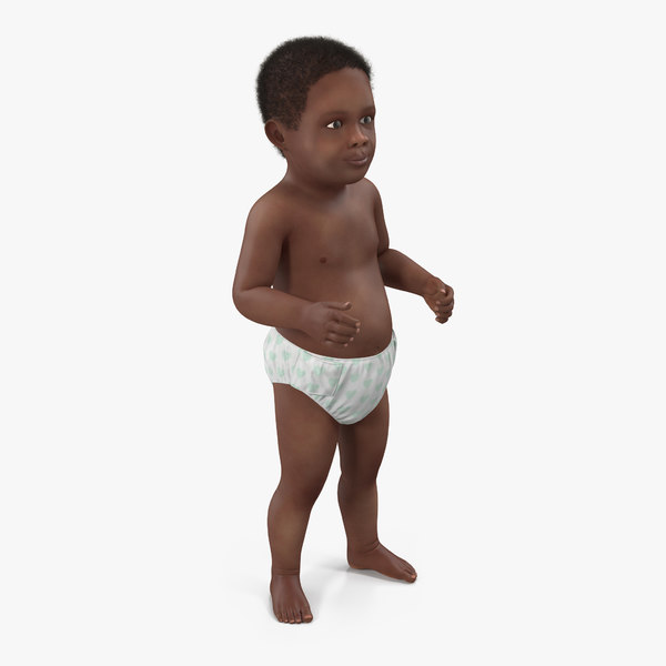 Modele 3d De Bebe Afro Americain Debout Avec Fourrure Turbosquid