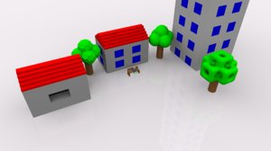 dxf simple pack houses trees