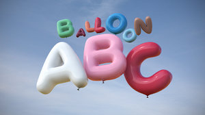 3d model balloons inflated letters