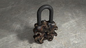obj old rusty ornated padlock
