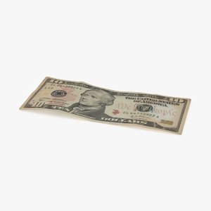 3d 10 dollar bill single
