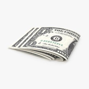 1 dollar bill folded 3d model
