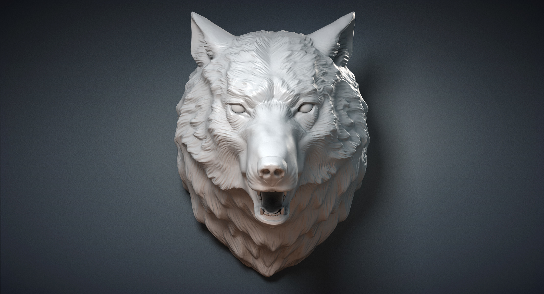 max wolf head sculpture