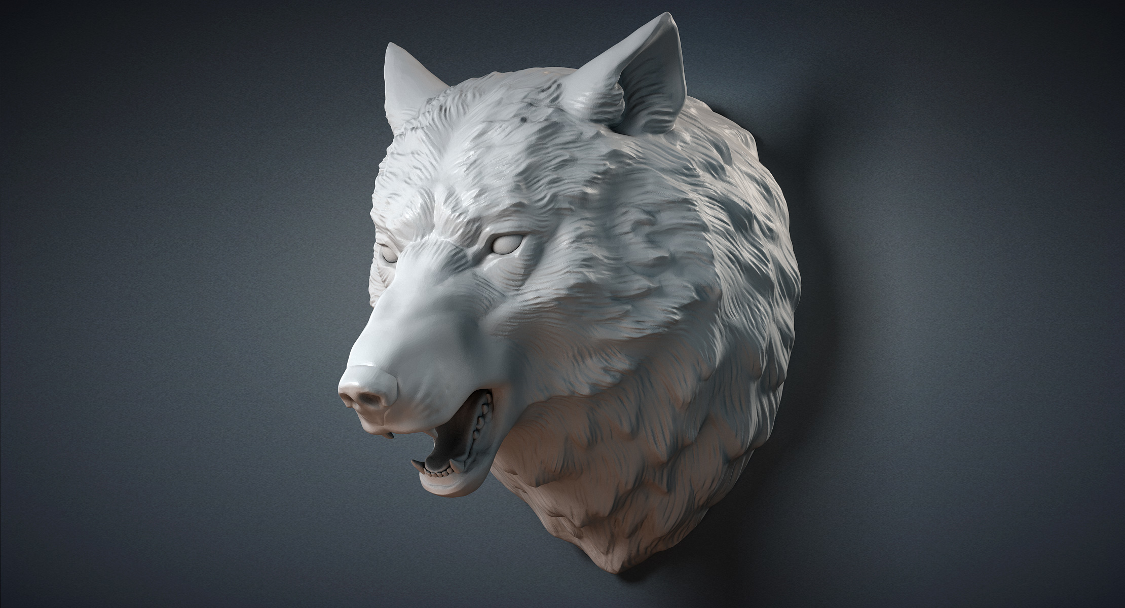 max wolf head sculpture