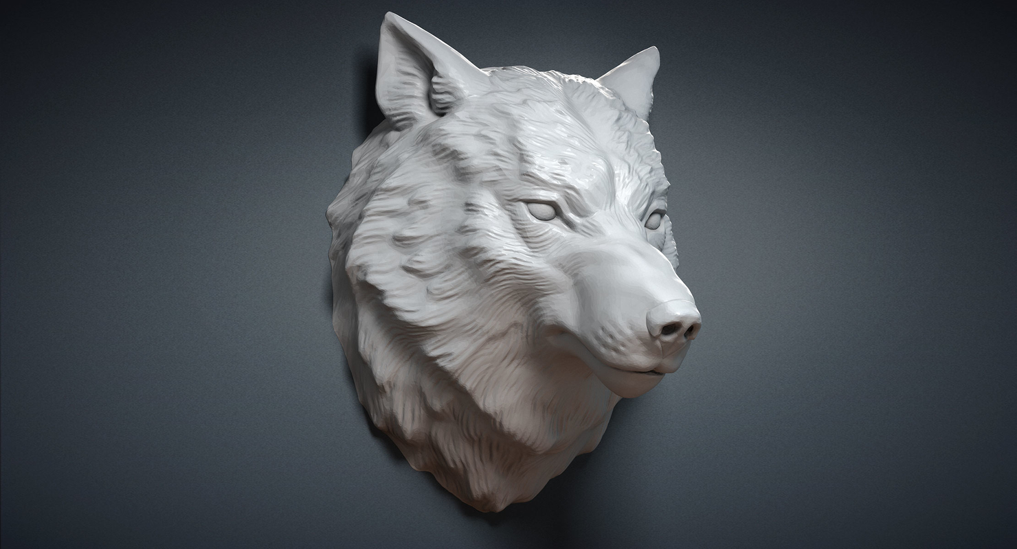 3d wolf head