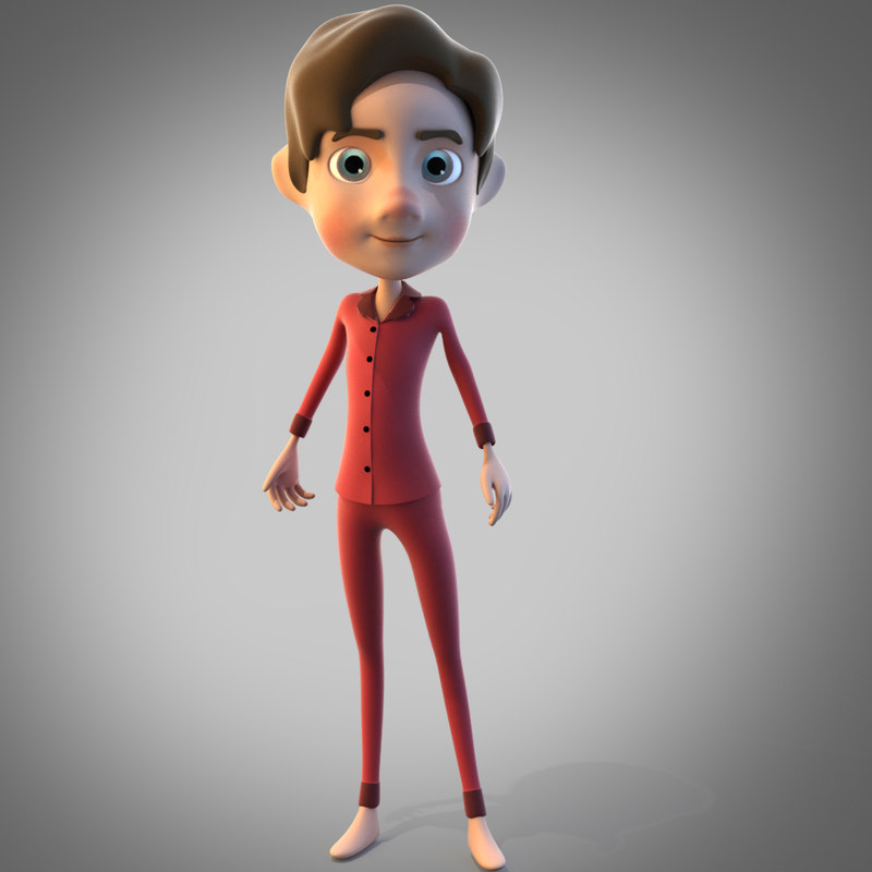 3d cartoon boy rigged model