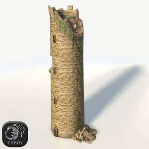 3d model old medieval stone tower