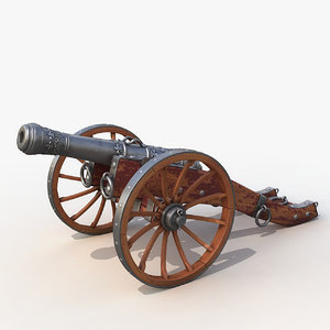 3d model medieval field cannon