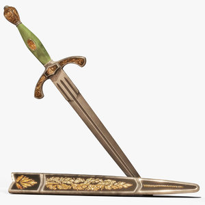 photorealistic decorated dagger sheath obj