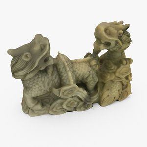 intricate statuette dragons 3d c4d