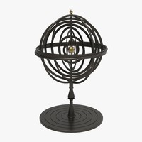 3ds max antique bronze armillary earth sphere