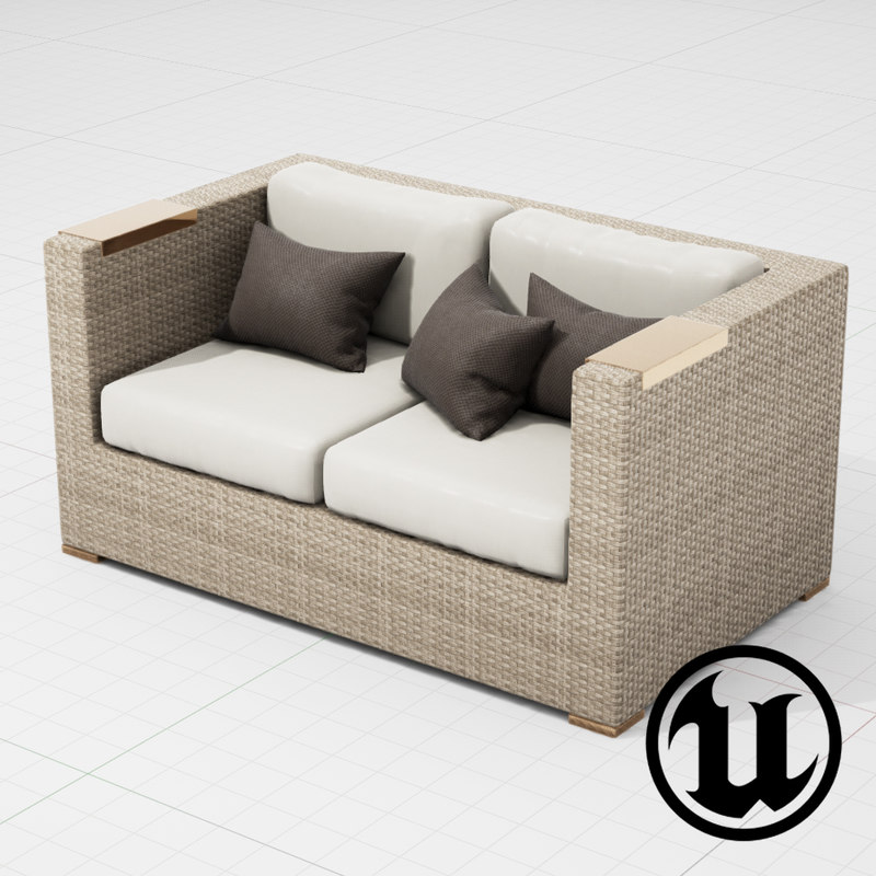 3d model of patio furniture sofa ue4