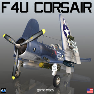 3d vought f4u corsair american model