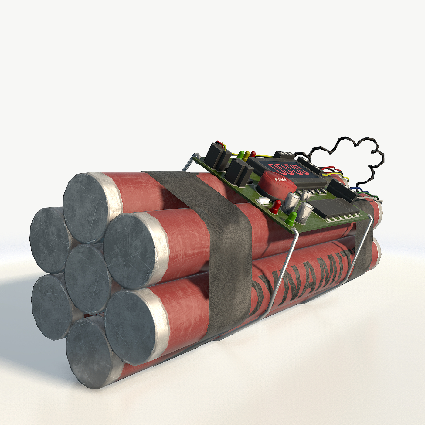 3d Dynamite Bomb Timer Model 3d Dynamite Bomb Timer Model