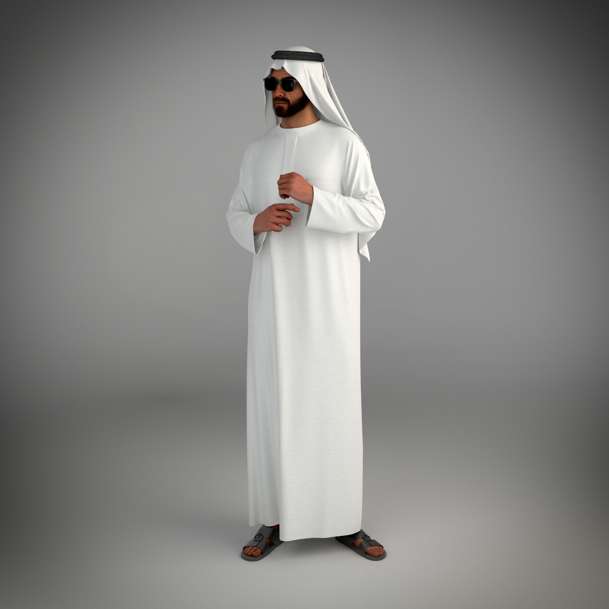 来自迪拜的传统阿拉伯男人构成3d模型