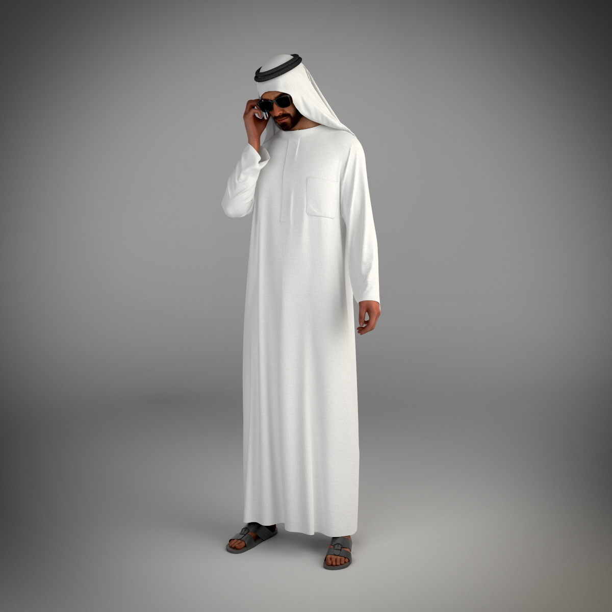 来自迪拜的传统阿拉伯男人构成3d模型