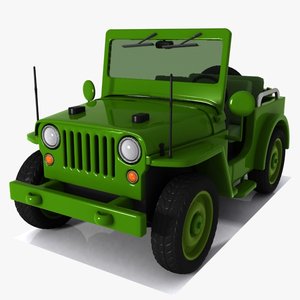 military jeep toon 3d model