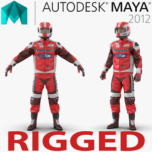 motorcycle rider 2 rigged 3d ma